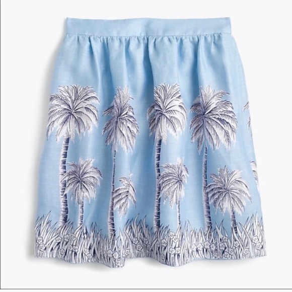 J. Crew Dresses & Skirts - J. Crew linen palm tree skirt 2 NWT blue white